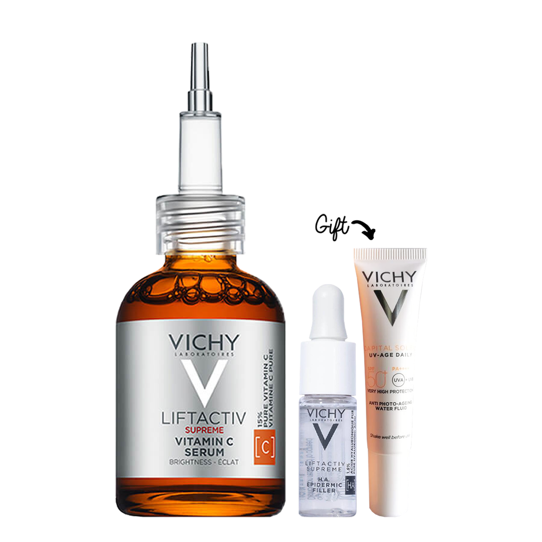 Liftactiv Vitamin C Brightening Skin Corrector Serum 20ml + HA Filler 10 ML & UV Age Daily 15ml (Gift) - Medaid