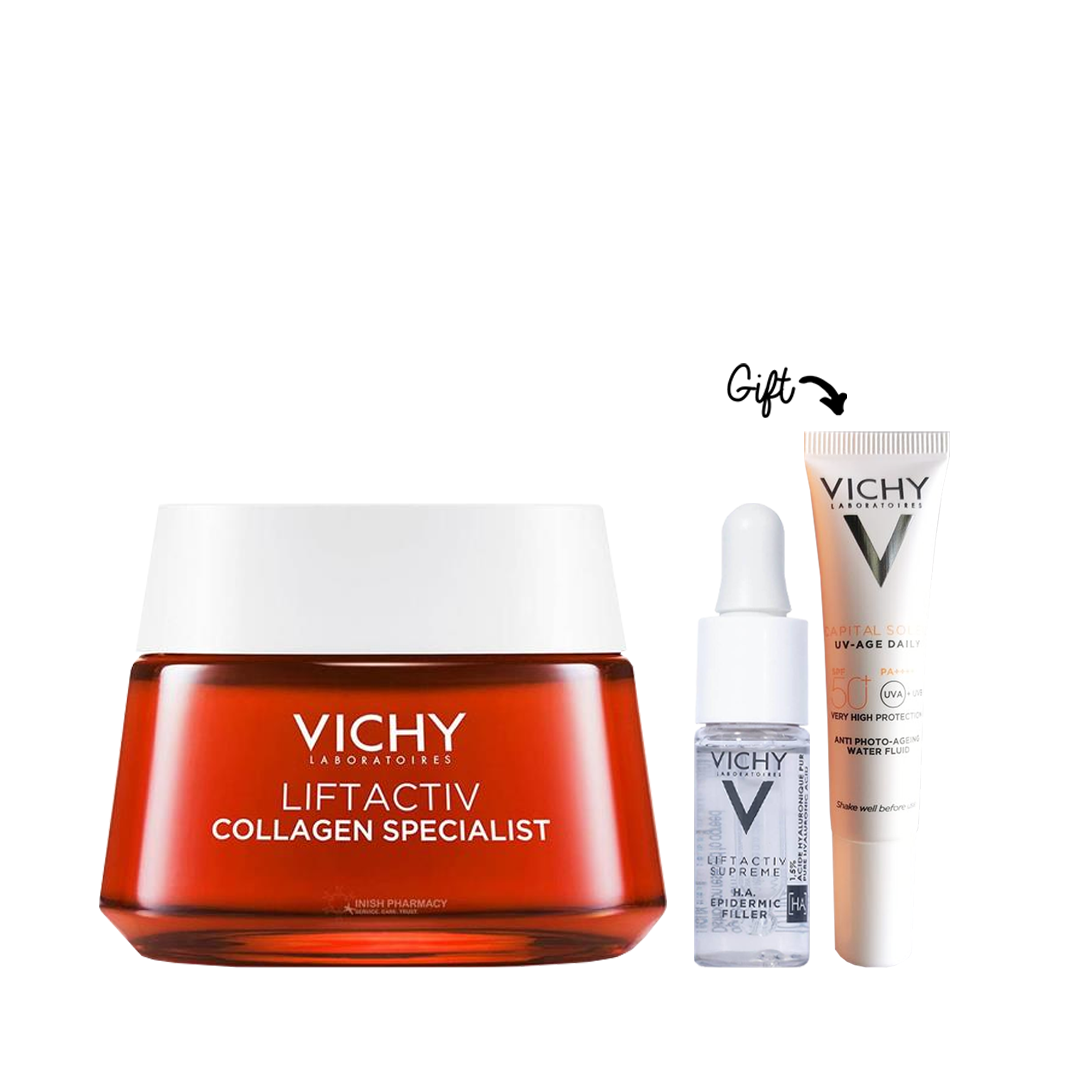 Liftactiv Collagen Specialist Intense Day Cream 50ML + HA Filler 10ml & UV Age Daily 15ml(Gift) - Medaid