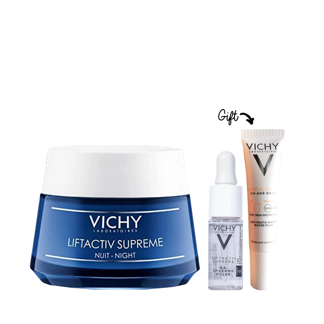 Buy Liftactiv Supreme Night Cream 50ML Get FREE Liftactiv HA Filler 10 ml & UV Liftactive (Gift) - Medaid