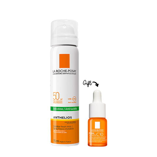 Anthelios Spf 50 Invisible Face Mist Anti-Shine  75ML+ Pure Vitamin C 10 Serum (Gift) - Medaid