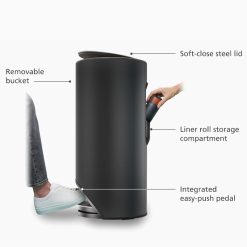 Joseph Joseph Arc™ 30L Easy-push Matt Black Pedal Bin - Medaid International