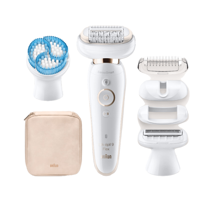 Silk-épil 9 Flex 9010 Wet & Dry Epilator With 6 Extras Incl. Deep Body Exfoliation Brush. - Medaid