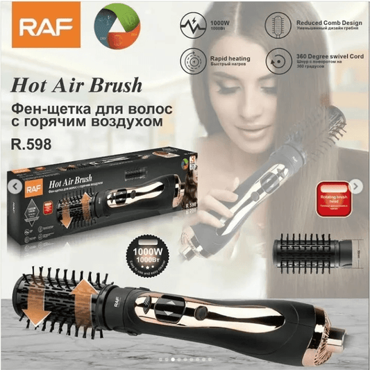 RAF R598 rotary brush, 1000W, removable brush, cold air jet, 2 temperature settings, black-gold - Medaid International