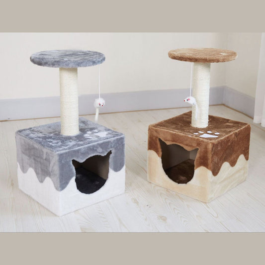 3-in-1 Compact Cat Tree & Scratching Post – Condo, Perch, and Play Toy for Small Spaces