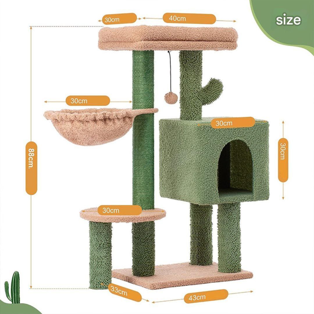 Two-Tone Multi-Level Cat Tree Tower – Cozy Basket Bed, Condo & Sisal Scratching Post