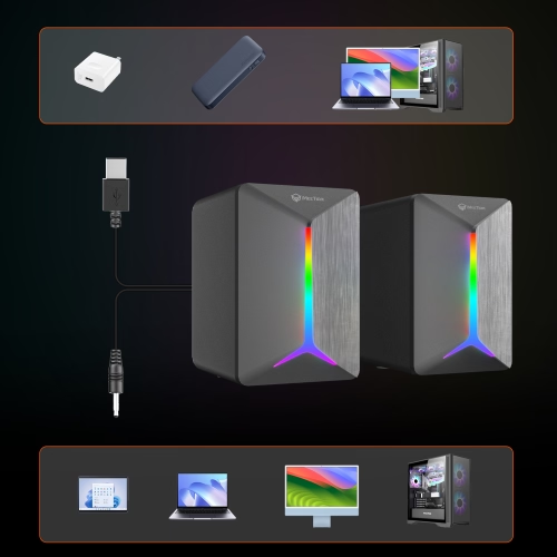 MEETION MT-SP2011 RGB Cool Computer 2.0 Game Speaker Audio Wired - Medaid International
