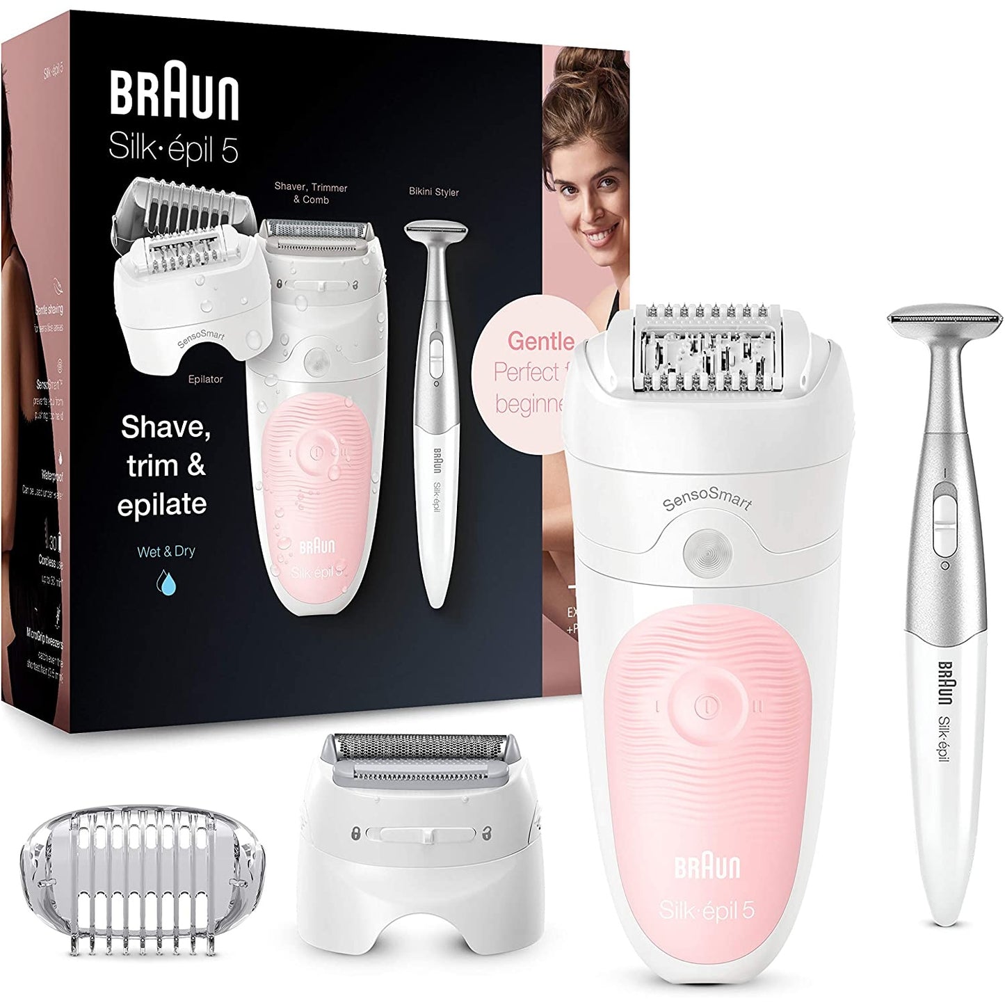 Silk-épil 5-820 Wet & Dry Epilator With 3 Extras Incl. Bikini Styler. - Medaid