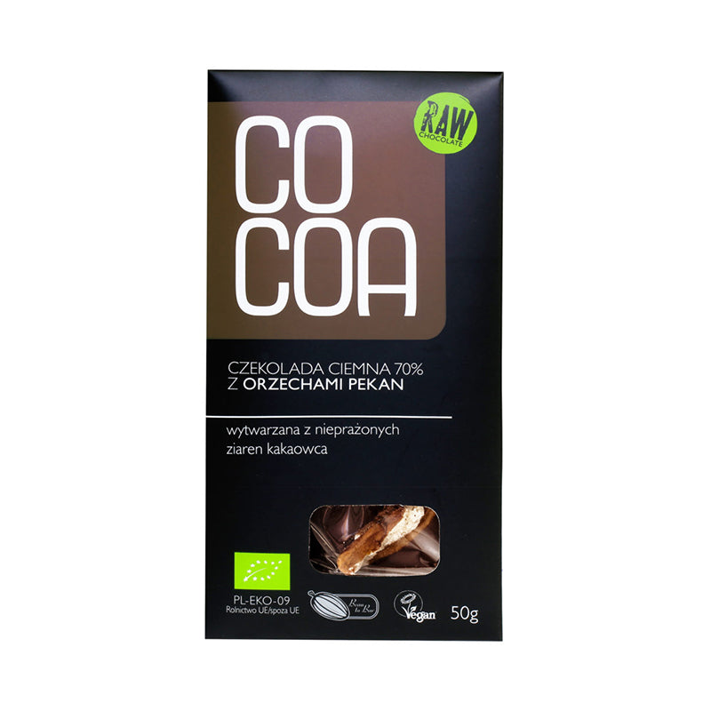 Cocoa Dark Chocolate 70% W/ Pecans Eko 50g - Medaid International