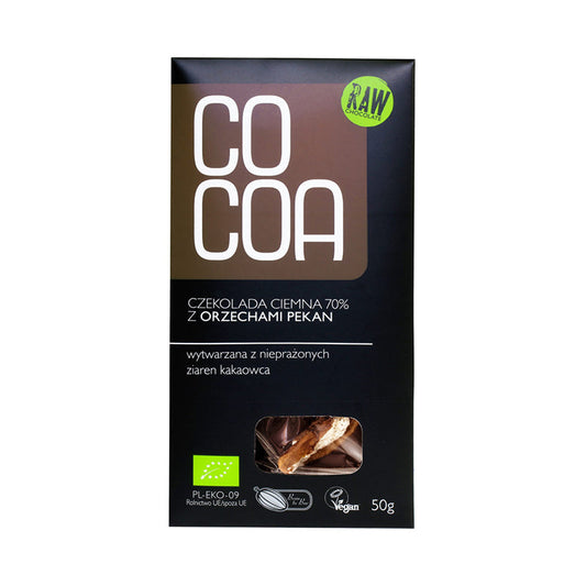 Cocoa Dark Chocolate 70% W/ Pecans Eko 50g - Medaid International
