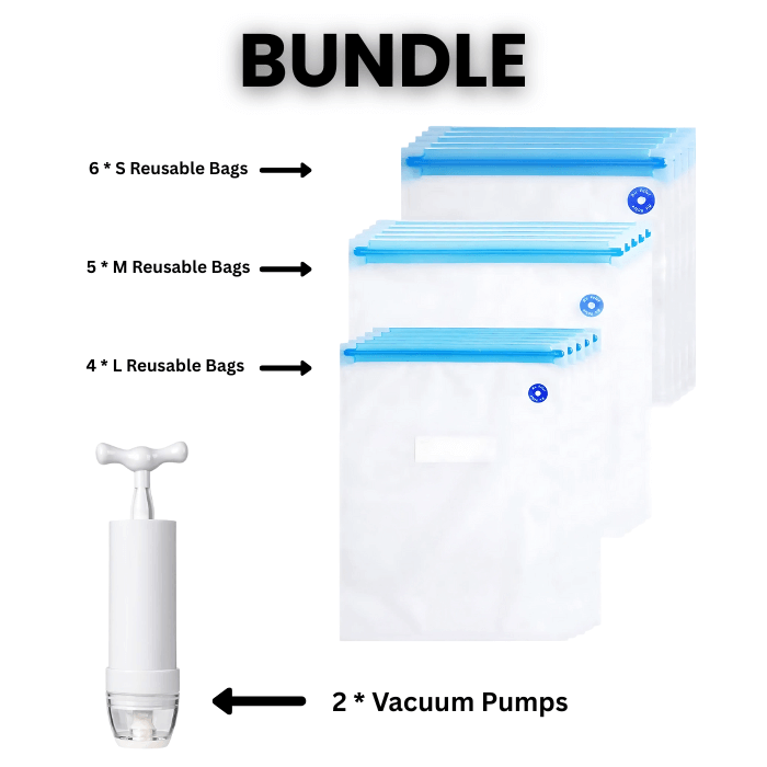 15 Reusable Vacuum Bags Set + Vacuum Pump - Medaid International