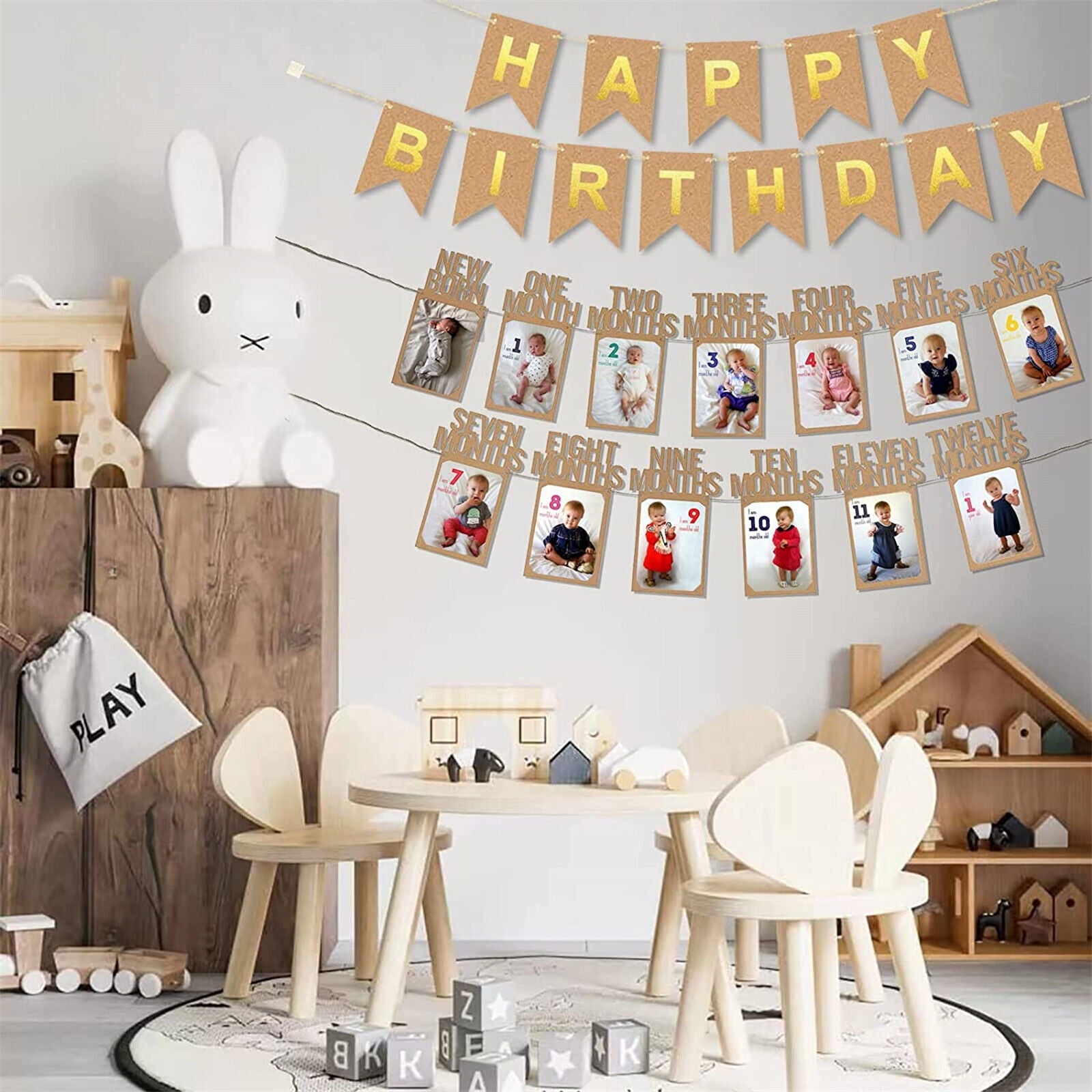 12 Months Baby Photo Banner, New Born 1st Birthday Baby Photo Banner, Party Decoration - Medaid International
