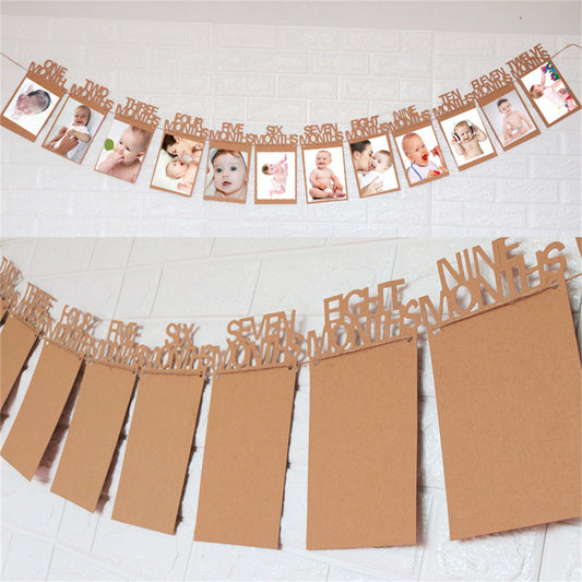12 Months Baby Photo Banner, New Born 1st Birthday Baby Photo Banner, Party Decoration - Medaid International