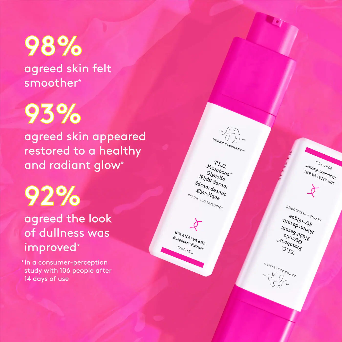 Drunk Elephant - T.L.C. Framboos™ Glycolic Resurfacing Night Serum | 15 mL - Medaid