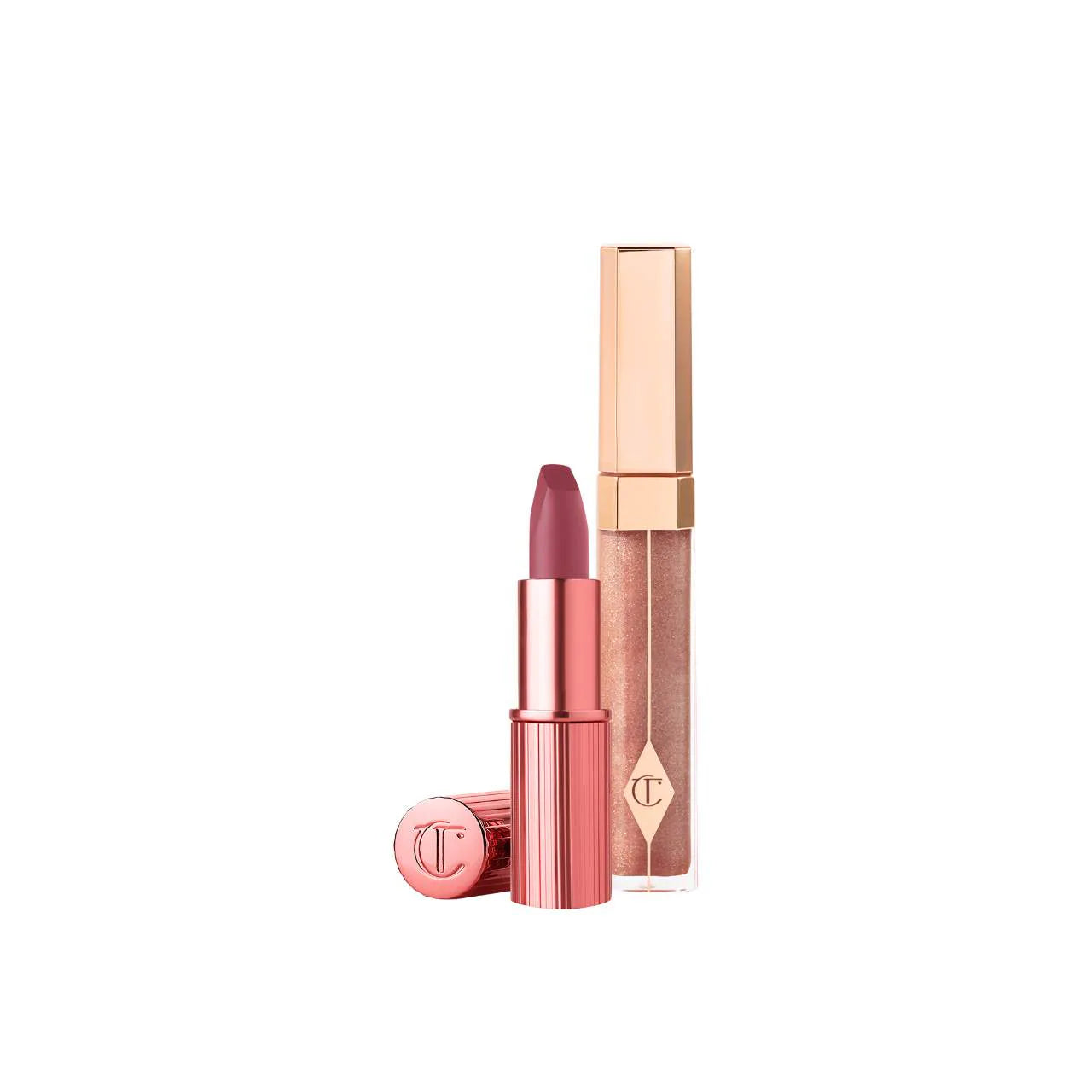 Charlotte Tilbury - K.I.S.S.I.N.G Lipstick and Lip Gloss Duos | 90's Pink - warm rosewood pink - Medaid