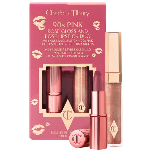 Charlotte Tilbury - K.I.S.S.I.N.G Lipstick and Lip Gloss Duos | 90's Pink - warm rosewood pink - Medaid