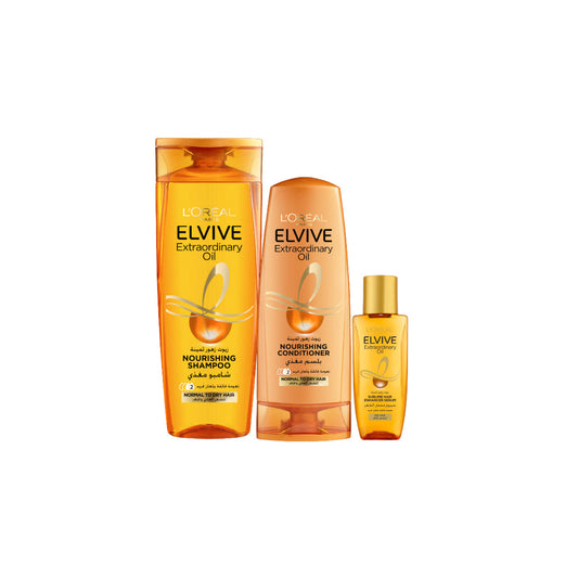 L'Oreal Paris Elvive Exoil Shampoo And Conditioner + Free Hair Oil Bundle At 15% Off - Medaid