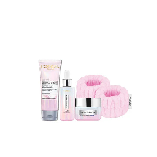 GLYCOLIC BRIGHT FACE WASH + CREAM + SERUM + FREE PINK WRISTBANDS AT 20% OFF - Medaid