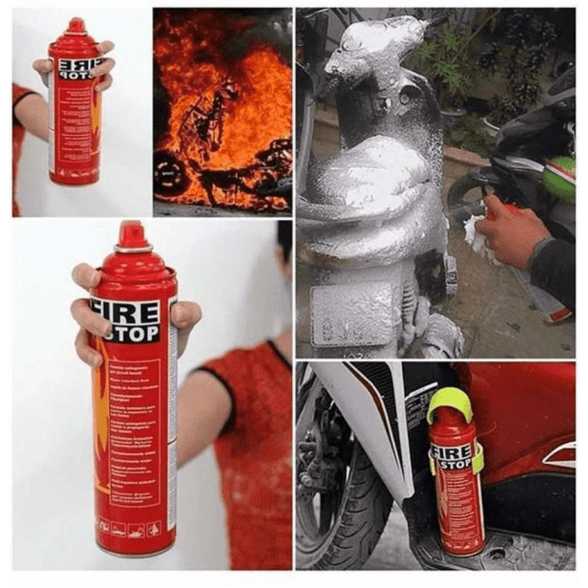 Fire Extinguisher Spray with Stand for Car and Home Use | Fire Stop Aluminium Spray - Medaid International