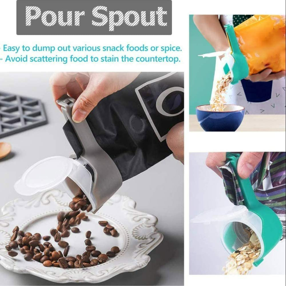 Storage Sealing Clips with Pour Spouts, Plastic Cap Sealer Clips, Bag Clips for Food - Medaid International