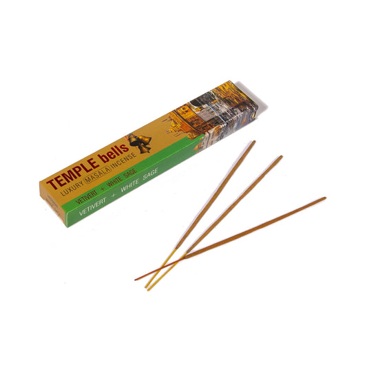 AROMA TAMPLE BELLS INCENSE STICKS - VETIVERT & WHITE SAGE - Medaid International