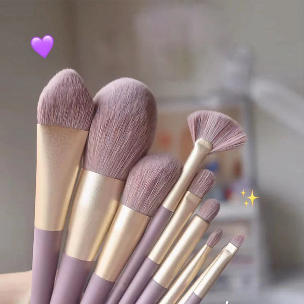 Cute Makeup Brushes Set Purple 9Pcs Soft Brushes Beauty Tool - Medaid International