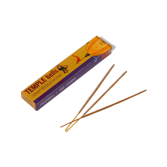 AROMA TAMPLE BELLS INCENSE STICKS - PATCHOULI & NAG CHAMPA - Medaid International