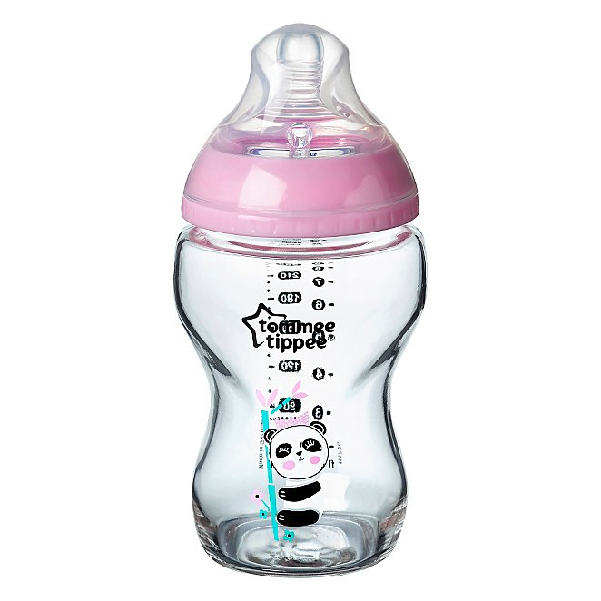 Tommee Tippee Closer To Nature Glass Bottle Pink 250mL 0+months - Medaid