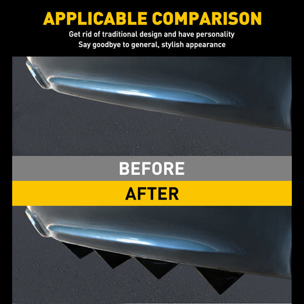 Universal Black/Carbon Fiber Shark Fin Rear Bumper Diffuser for Cars 4pcs - Medaid International