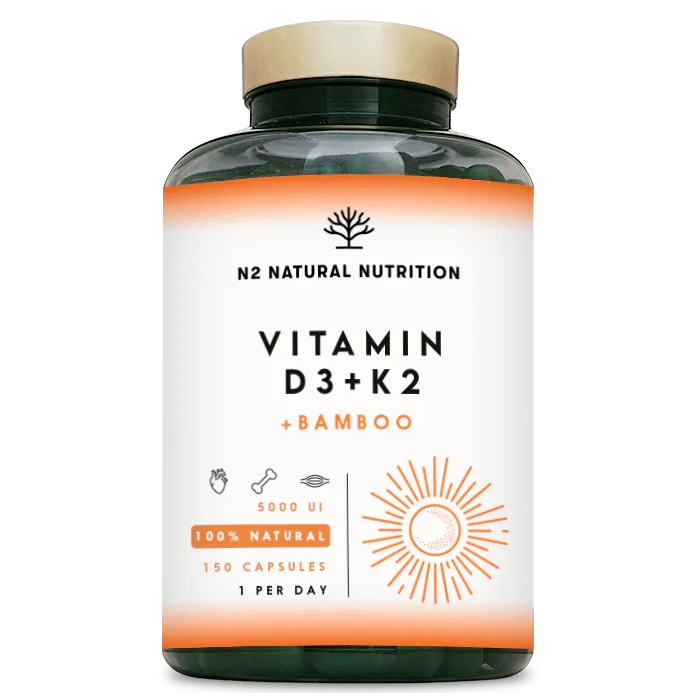 Vitamin D3 + K2 + Bamboo - 150 Capsules | 150 Day Supply - Medaid