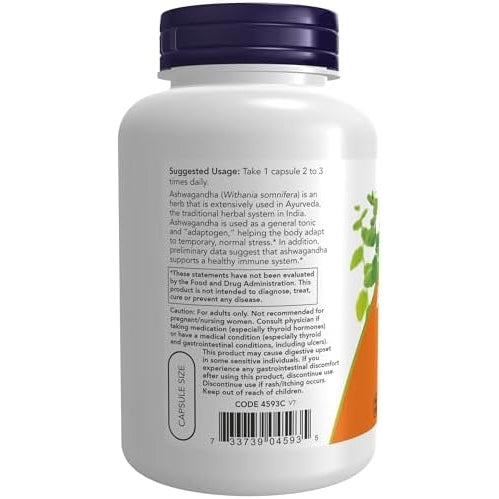 NOW Supplements, Ashwagandha (Withania somnifera) 450 mg (Standardized Extract), 180 Veg Capsules - Medaid - Lebanon